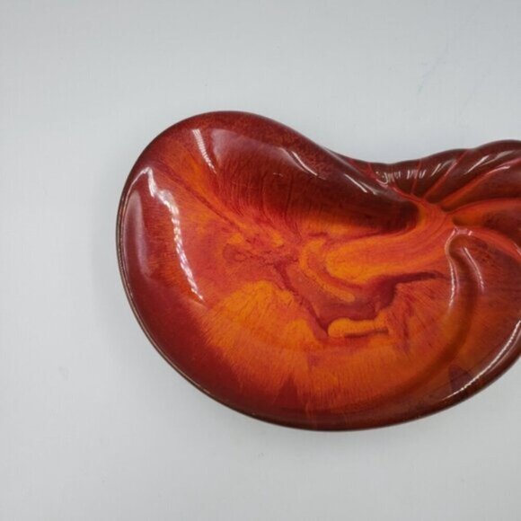 CCC Canada Pottery Red Orange Kidney Candy Trinket Dish - Picture 5 of 13